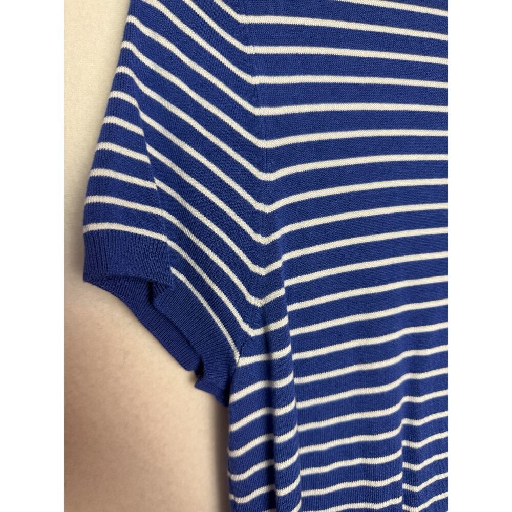 Premise Women's Short Sleeve Blue White Stripe Lightweight Sweater Top Size L - Picture 2 of 7